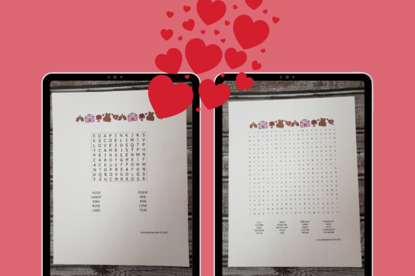 Valentine's Day Word Search Pinterest Pin