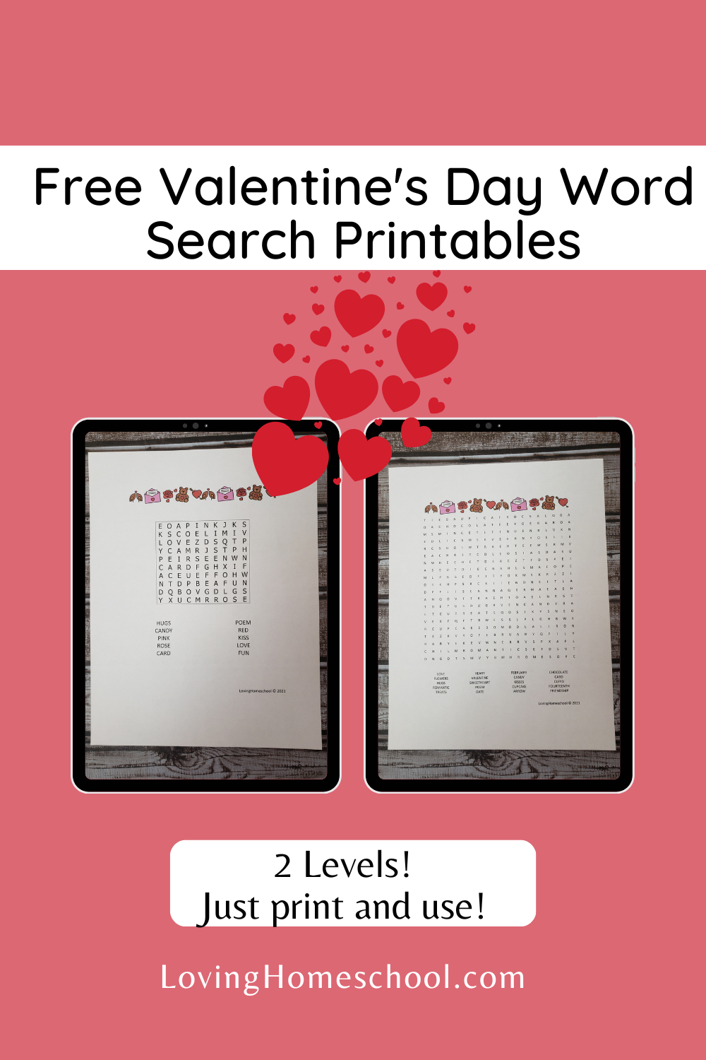 Valentine's Day Word Search Pinterest Pin