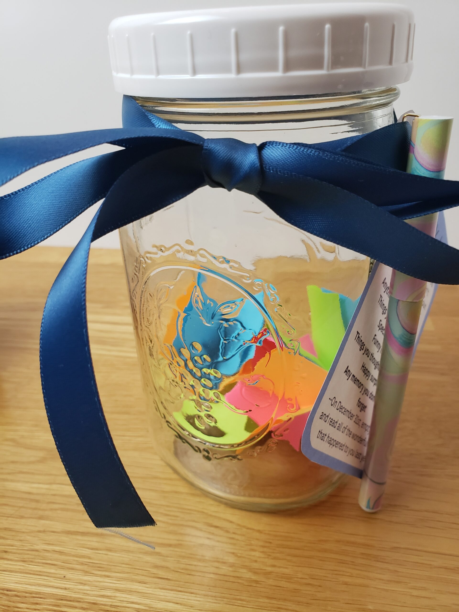 memory jar gift completed with a mason jar