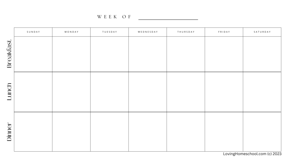 Weekly Meal Plan 3 meals a day LH