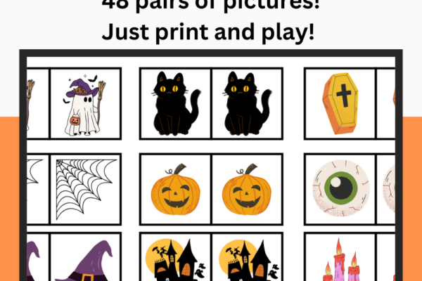 Free Printable Halloween Memory Matching Game Pinterest Pin