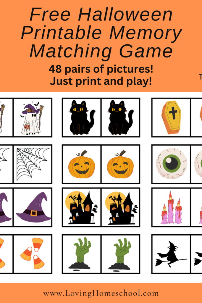 Free Printable Halloween Memory Matching Game Pinterest Pin