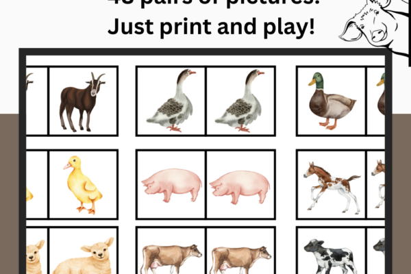 Free Printable Farm Animals Memory Matching Game Pinterest Pin