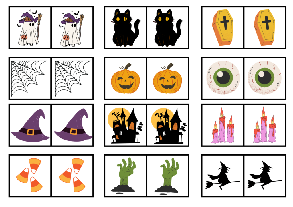 Halloween Matching Memory Game Cards