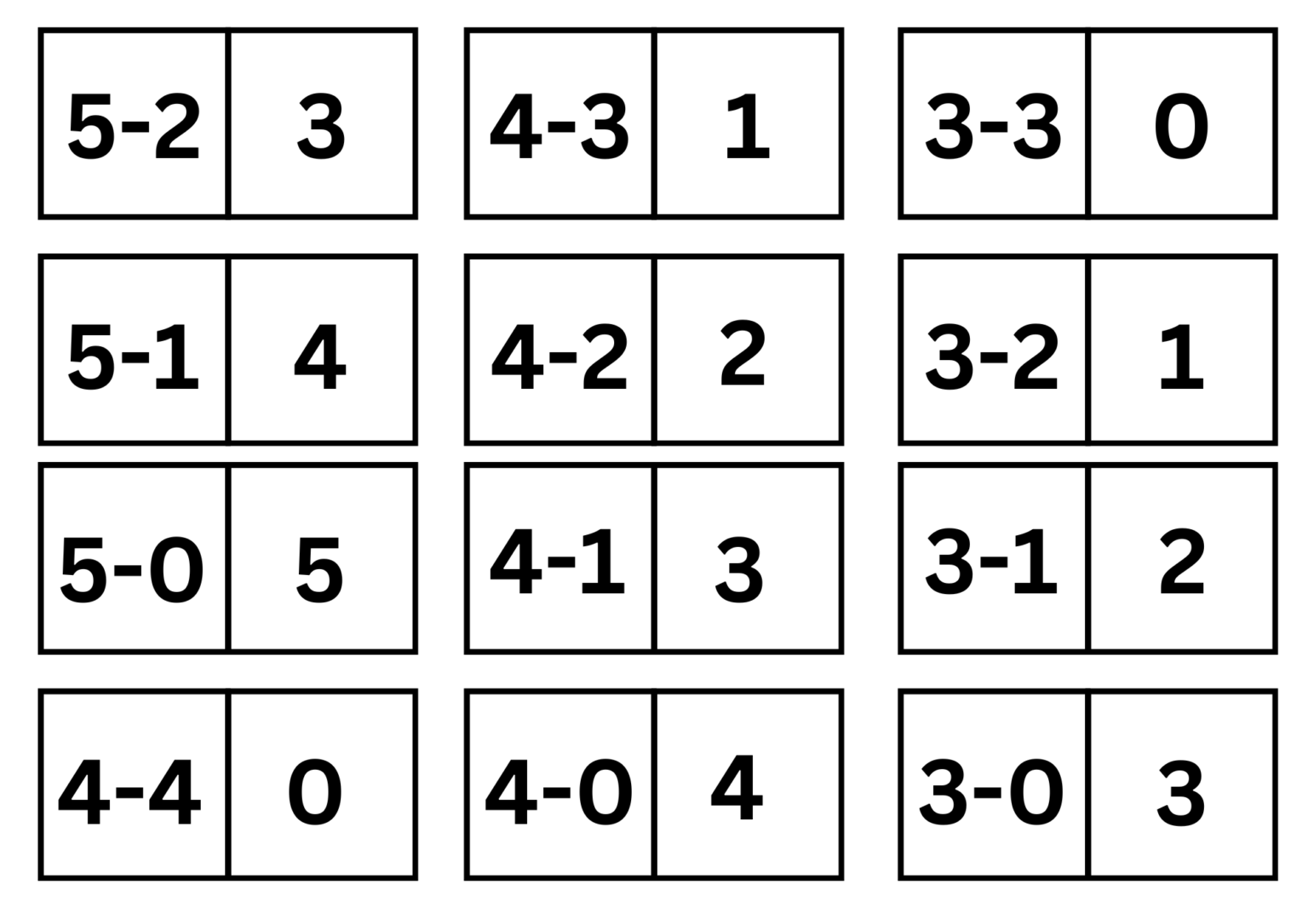 Subtraction Matching Free Printable Subtraction Memory Matching Game - LovingHomeschool.com