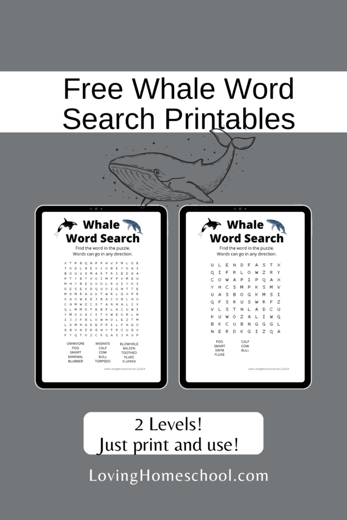 Free Whale Word Search Printables Pinterest Pin