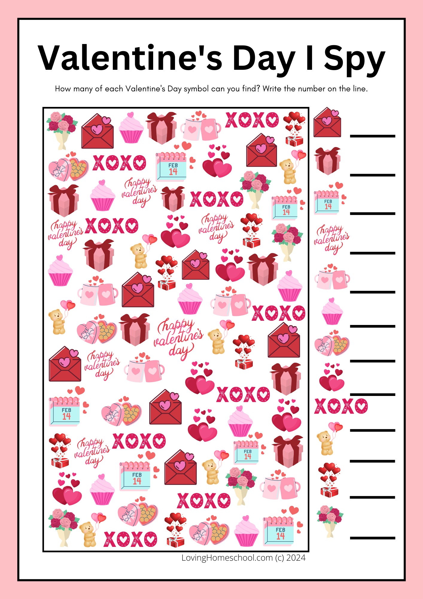 Valentine’s Day I Spy Printables - LovingHomeschool.com