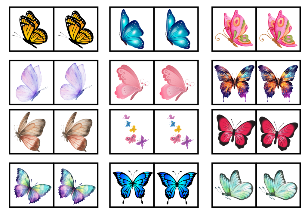 Butterfly Matching Memory Game Card