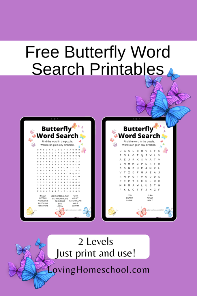 Butterfly Word Search Printables Pinterest Pin