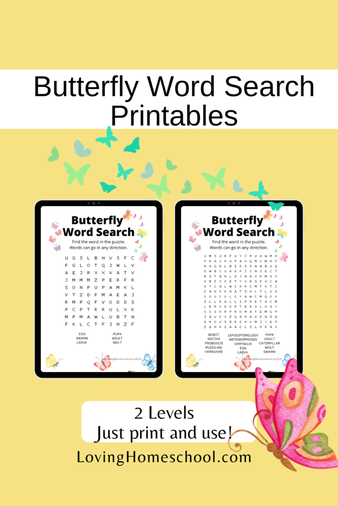 Butterfly Word Search Printables Pinterest Pin