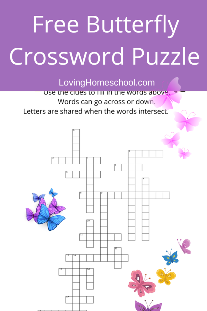 Free Butterfly Crossword Puzzle Pinterest Pin