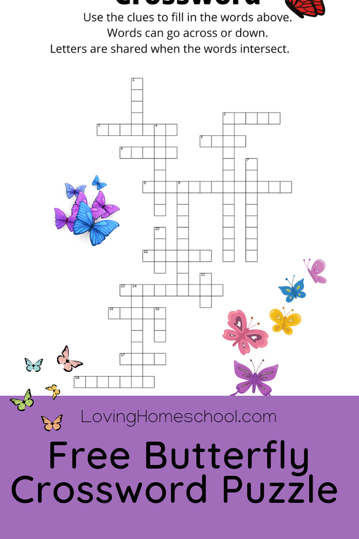 Free Butterfly Crossword Puzzle Pinterest Pin
