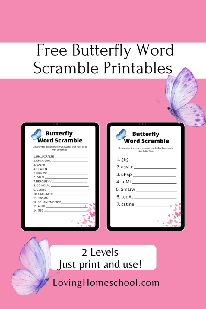 Free Butterfly Word Scramble Printables Pinterest Pin