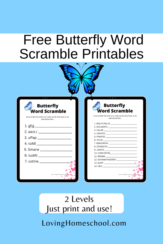 Free Butterfly Word Scramble Printables Pinterest Pin