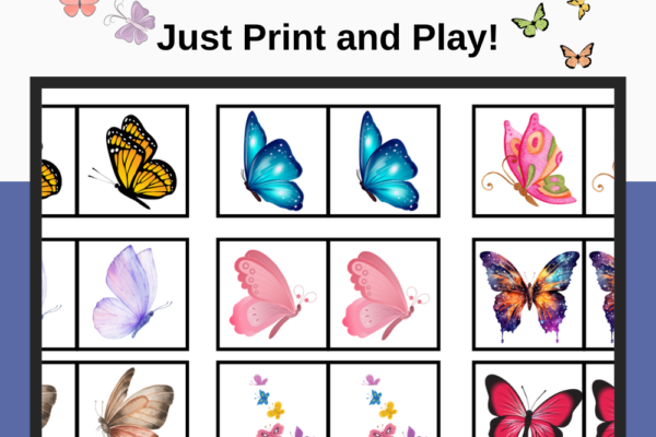 Free Printable Butterfly Memory Matching Game Pinterest Pin