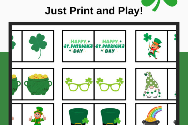 Free Printable St. Patrick’s Day Memory Matching Game Pinterest Pin