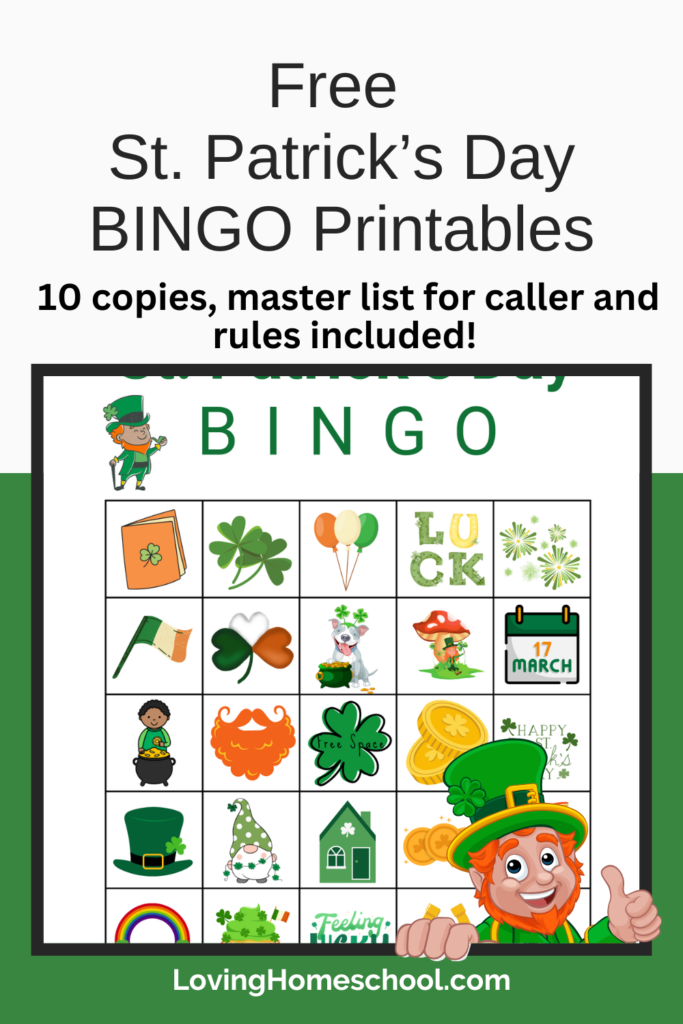 Free St. Patrick’s Day BINGO Printables Pinterest Pin