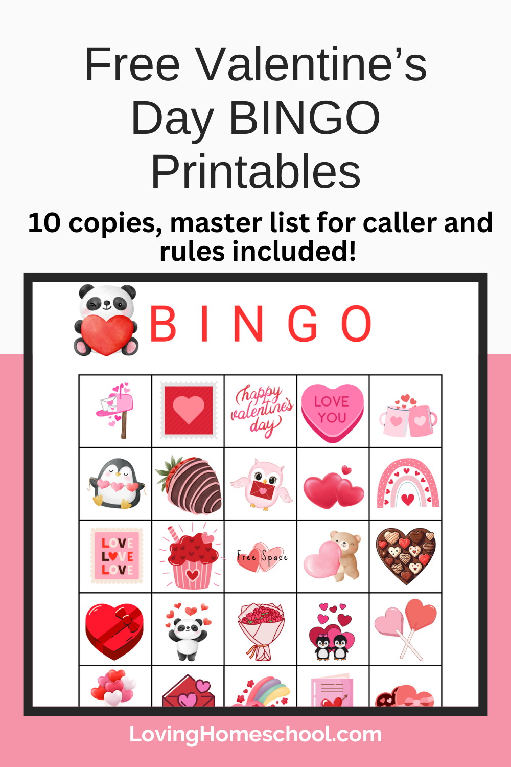 Free Valentine’s Day BINGO Printables Pinterest Pin