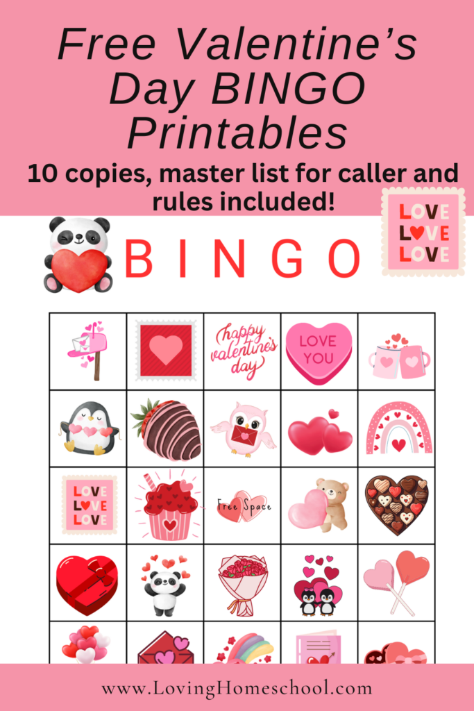 Free Valentine’s Day BINGO Printables Pinterest Pin