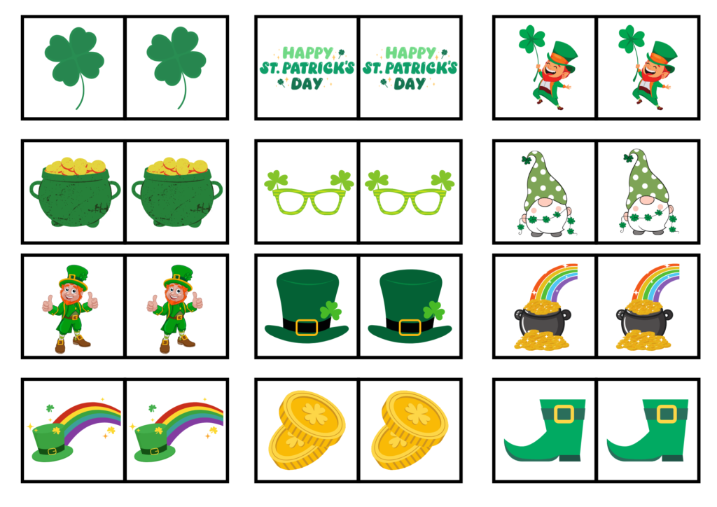 St. Patrick's Day Matching Memory Game Card