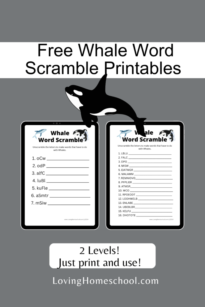 Whale Word Scramble Printables Pinterest Pin