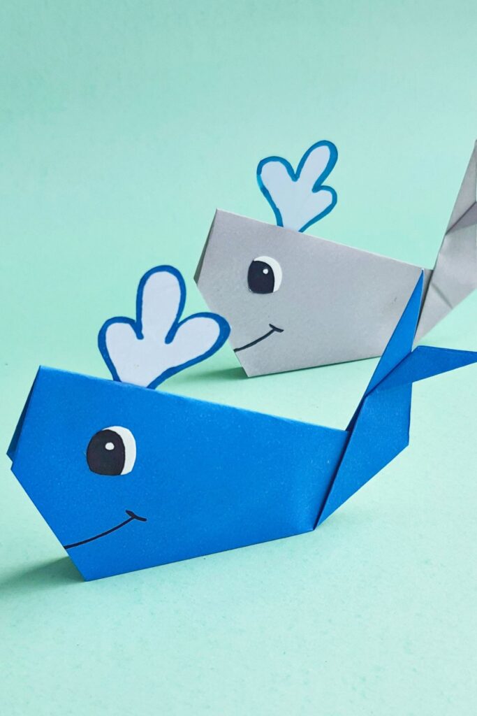 2 origami whales