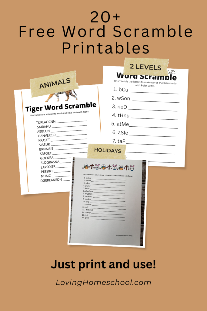 20+ Free Word Scramble Printables Pinterest Pin