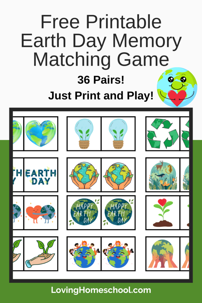 Free Printable Earth Day Memory Matching Game Pinterest Pin