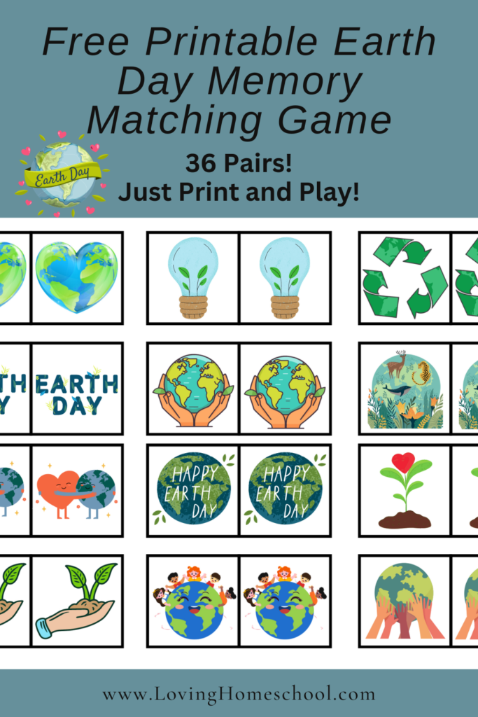 Free Printable Earth Day Memory Matching Game Pinterest Pin