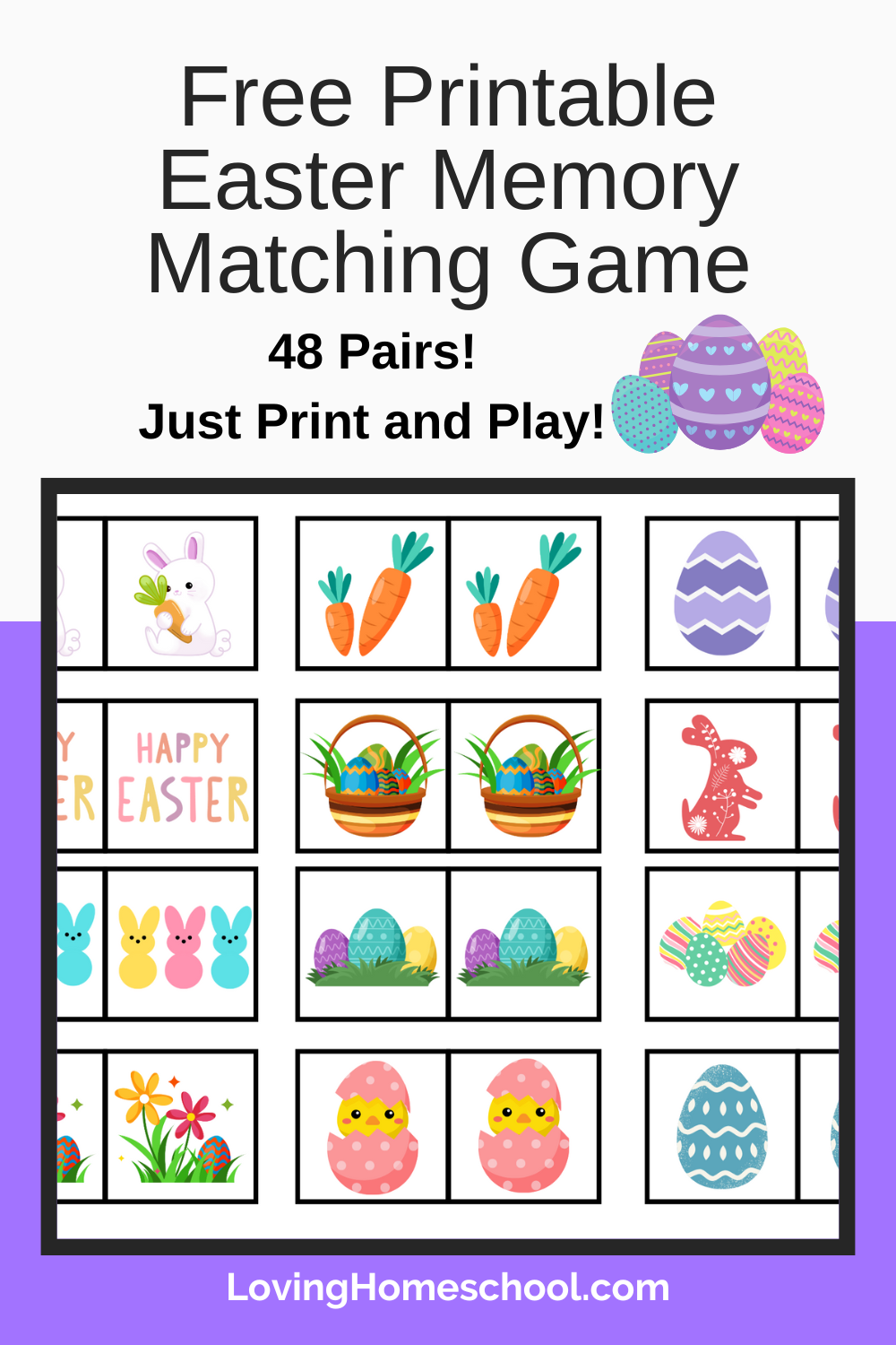 Free Printable Easter Memory Matching Game Pinterest Pin