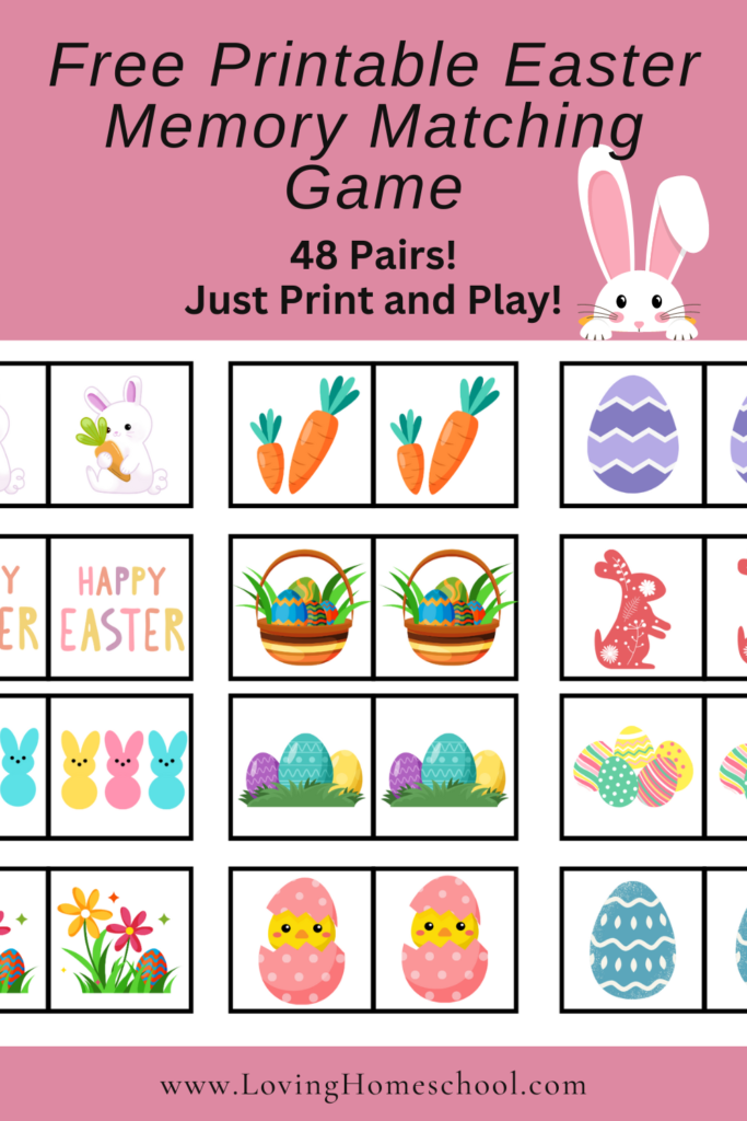 Free Printable Easter Memory Matching Game Pinterest Pin