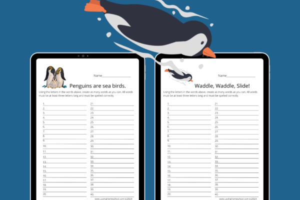 2 Free Penguin How Many Words Printables Pinterest Pin