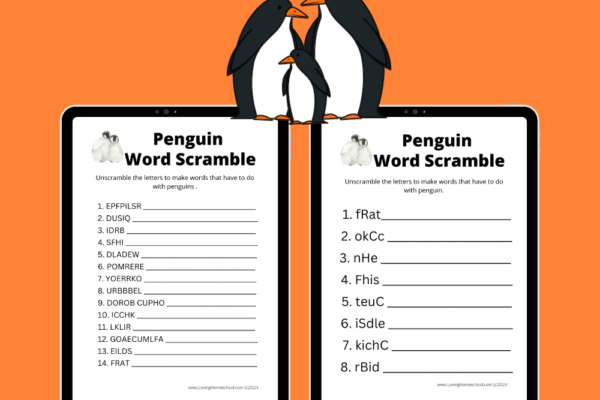 2 Free Penguin Word Scramble Printables Pinterest Pin