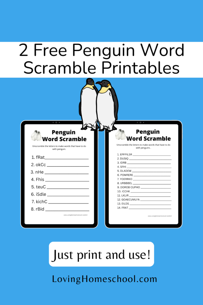 2 Free Penguin Word Scramble Printables Pinterest Pin