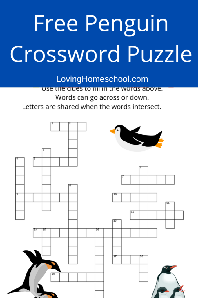 Free Penguin Crossword Puzzle Pinterest Pin