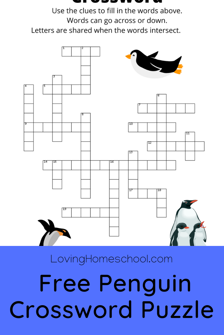 Free Penguin Crossword Puzzle Pinterest Pin