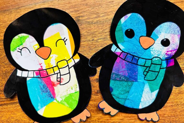 penguin coloring craft