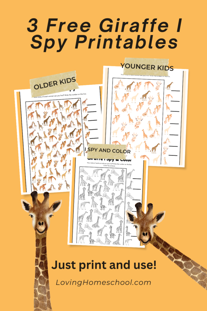 Giraffe I Spy Printables Pinterest Pin