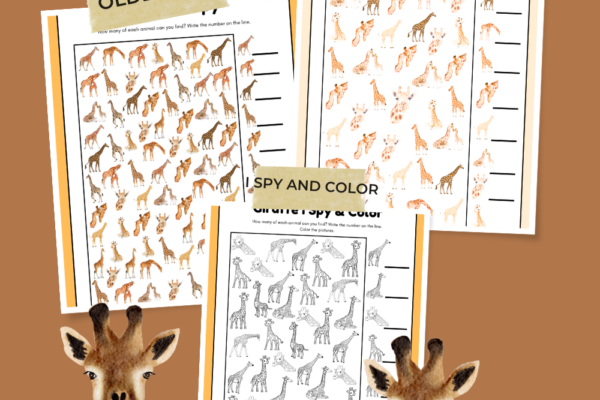 Giraffe I Spy Printables Pinterest Pin