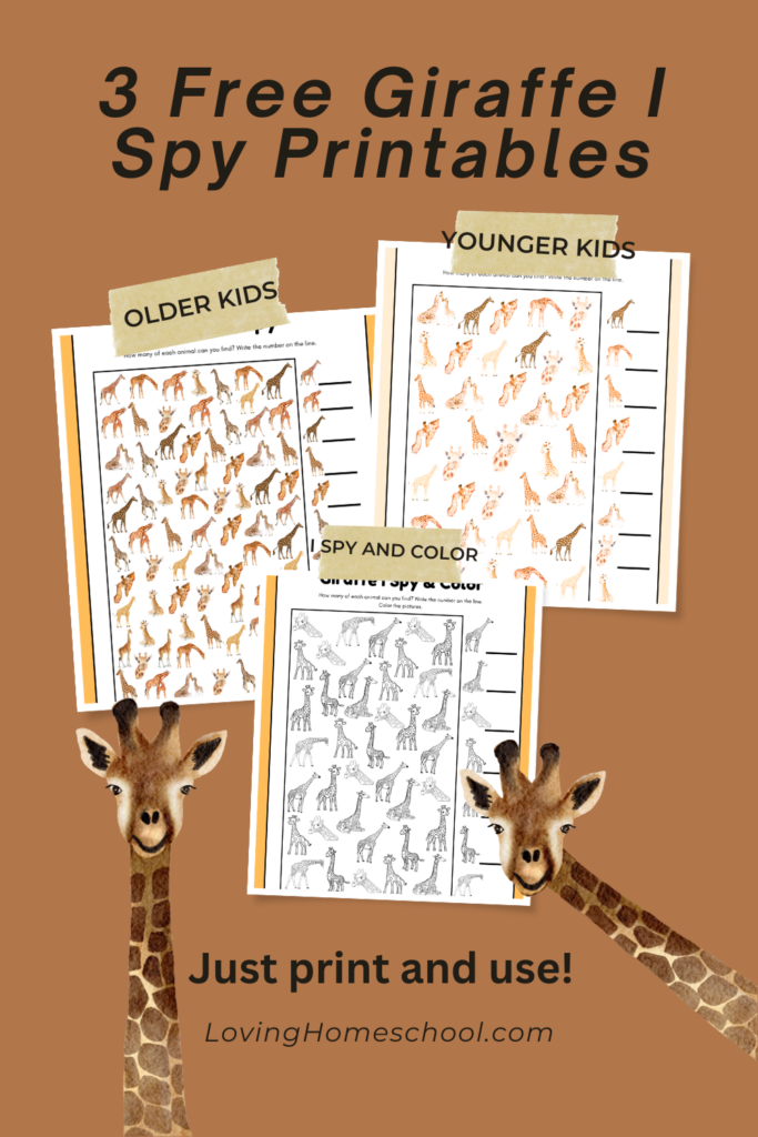 Giraffe I Spy Printables Pinterest Pin