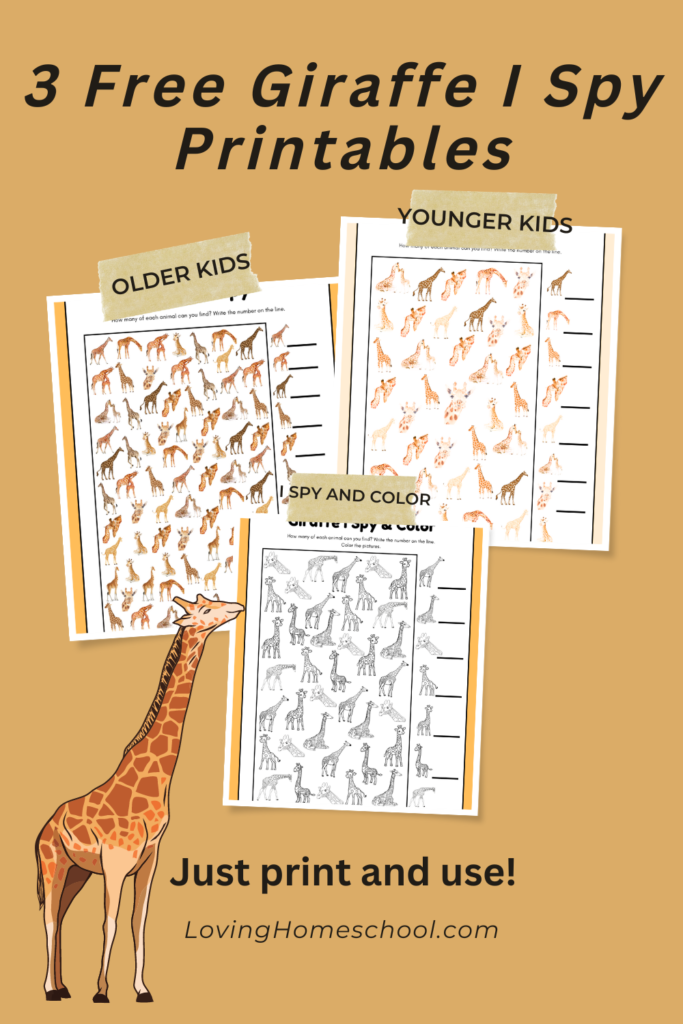 Giraffe I Spy Printables Pinterest Pin