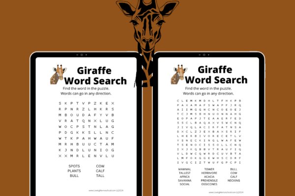 2 Free Giraffe Word Search Printables Pinterest Pin