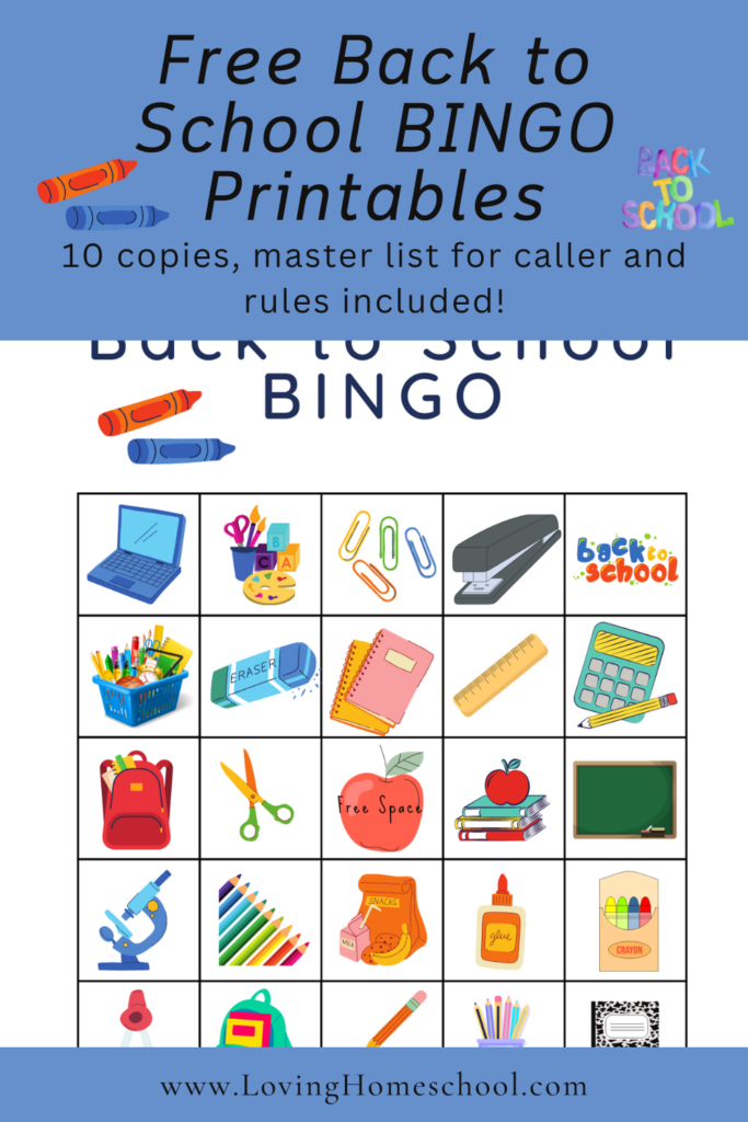 Free Back to School BINGO Printables Pinterest Pin