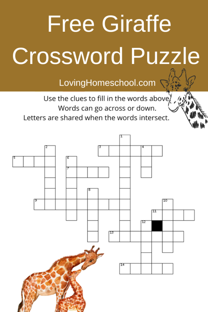 Free Giraffe Crossword Puzzle Pinterest Pin