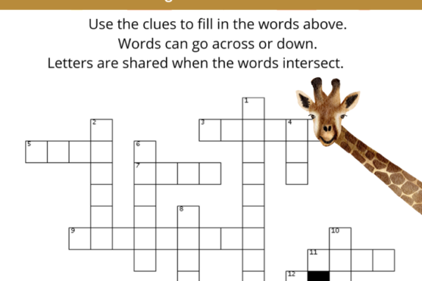 Free Giraffe Crossword Puzzle Pinterest Pin