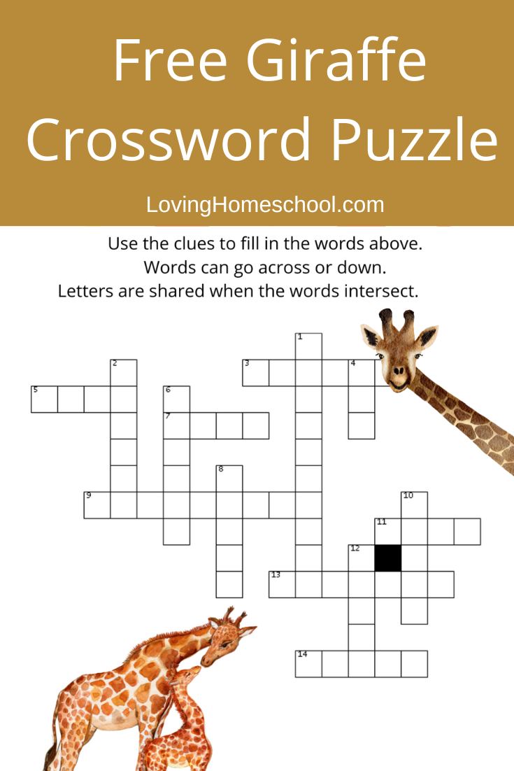 Free Giraffe Crossword Puzzle Pinterest Pin