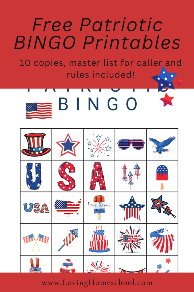 Free Patriotic BINGO Printables Pinterest Pin