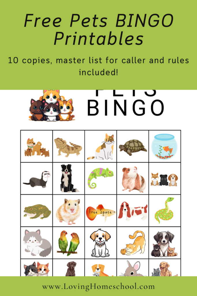 Free Pets BINGO Printables Pinterest Pin