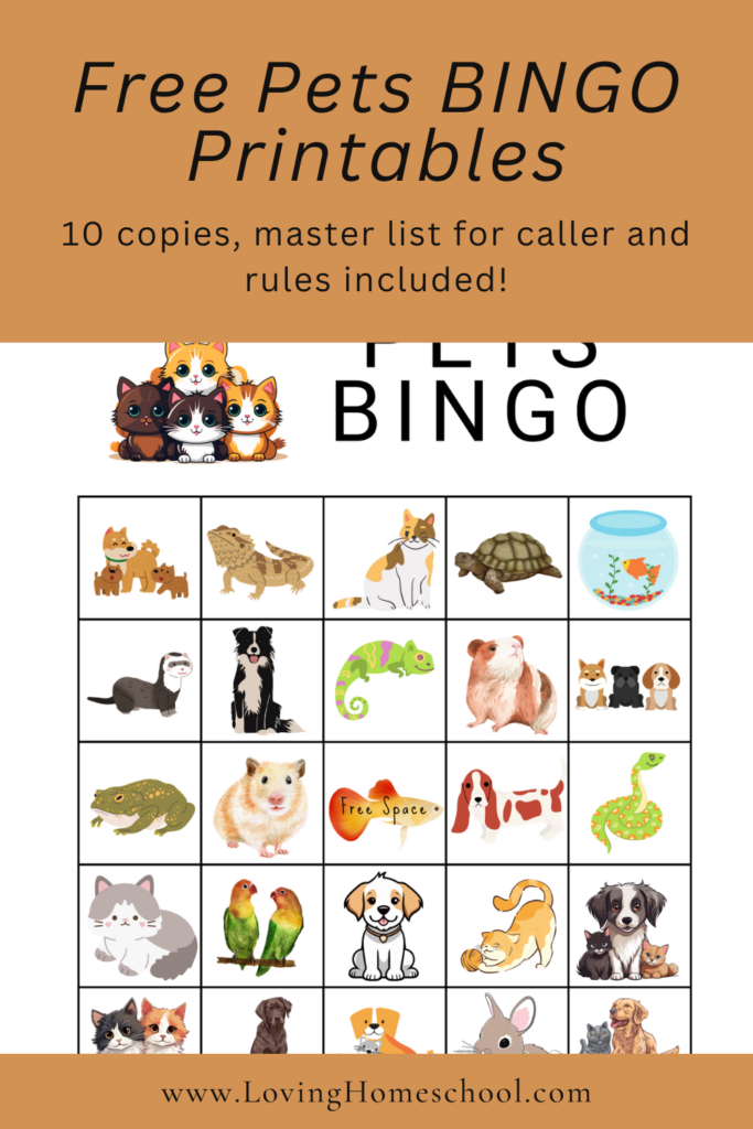 Free Pets BINGO Printables Pinterest Pin
