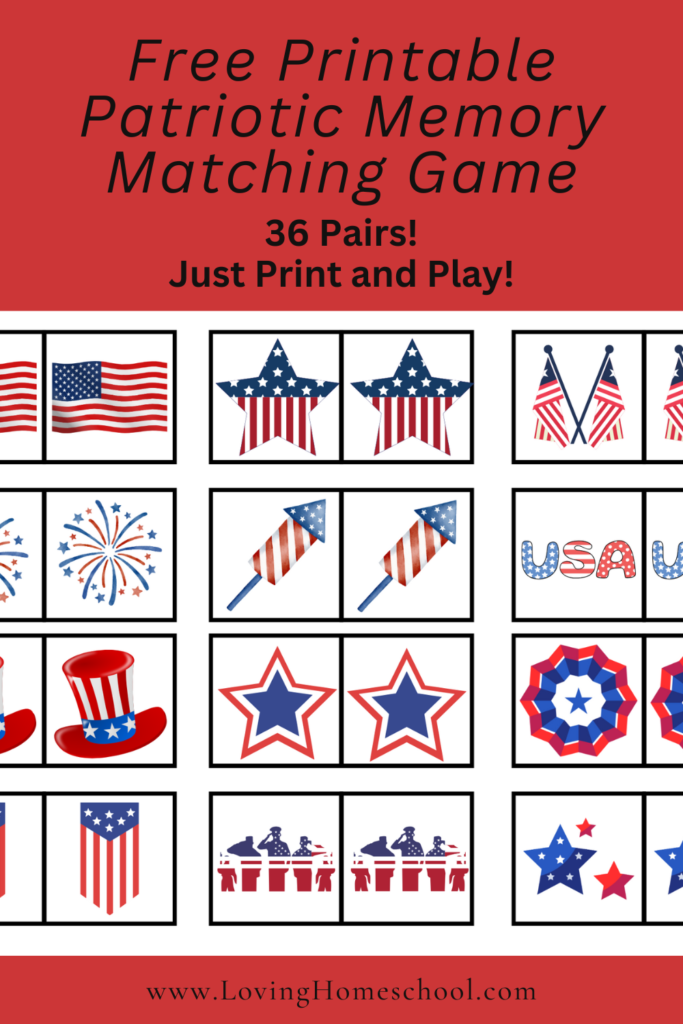 Free Printable Patriotic Memory Matching Game Pinterest Pin